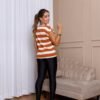 Blusa Listrada  manga virada